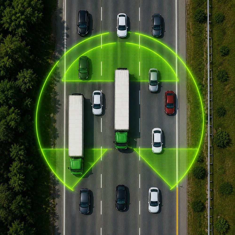 Vista aérea de autopista con perímetro de detección Covenant
